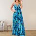Women Bohemian Maxi Dress Lightweight Chiffon Fabric With Spaghetti Straps & Vibrant Multi‑Color Print_ecoleips.com