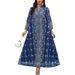Foreign Trade Styli Arabic Style Middle Eastern Dubai Women's Fashion Dress With Printed Pattern And Rhinestone_ecoleips.com