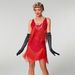 Retro Gatsby Evening Gown European And American Style Sequined Tassels V Neck plus Size Dress for Parties And Balls Women's Party Wear_ecoleips.com