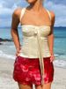 Sweet And Spicy Style Sequin Patchwork Bodycon Short For Women 2025 Summer New High Waist Elastic Versatile Solid Color_ecoleips.com