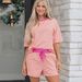 Summer New Style Loose Casual Two Piece Set for Women Versatile Striped Print Tie up European American Fashion Suit_ecoleips.com