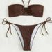 Women's Clothing Stylish Split System Swimsuit For Women Adjustable Tie-Front Bikini Set – High-Stretch Nylon & Quick-Dry Lining (6 Bold Colors)_ecoleips.com