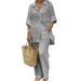 Women's Lapel Long Sleeved Cardigan And Pants Set Spring Summer Two-Piece Outfit Top Bottom Fashion_ecoleips.com