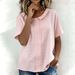 Voya Ladies' Elegant And Dignified Temperament, With A Lapel Pattern And Striped Short Sleeved Casual Shirt Top_ecoleips.com