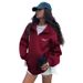 Voya Women's Oversized Half-Zip Sweatshirt – Navy Blue Longline Pullover With 1968 Print, Casual Long Sleeve Streetwear Top, EU Fashion_ecoleips.com