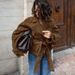 Women's Suede Belted Trench Coat With Notched Lapel - Elegant Fall/Winter Office Wear In Classic Brown_ecoleips.com