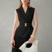 Women’s Clothing spring and autumn new women's clothing French fashion temperament top vest sleeveless V neck waist suit jacket_ecoleips.com