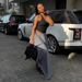 Women's Clothing Summer New Style High Waisted Slimming Striped A Line Skirt Elegant Long Irregular Bottoms_ecoleips.com