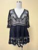Women's Sexy V-Neck Lace Embroidered Beach Cover-Up Sun Protection Bikini Swimwear Sheer Mesh See-Through Sheer Long Sleeve Tunic_ecoleips.com