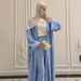 Muslim Fashion Elegant Women's Cardigan Robe Dress With Loose Pants Two-Piece Set K116_ecoleips.com