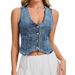 European And Cross-border Denim Vests For Women, American Standard Sizes, Sourced From The Factory With Its Own Supply_ecoleips.com