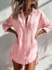 Effortless Elegance Oversized Shirt Dress – Women’s Long Sleeve Cotton Blend Tunic With Split Hem (Multiple Colors & Sizes)_ecoleips.com