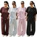 Women's Polka Dot Round Neck Pullover Top Short Sleeved Fashionable Casual Straight Leg Pants Set Summer New Style_ecoleips.com