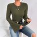 WG122 European And American New Spring Short Style Bell Long Sleeve Round Neck Simple T-shirt_ecoleips.com
