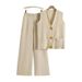 Fashion Suits For Women Summer New European And American Sleeveless Large Button Sweater Top Straight Wide Leg Pants Two Piece Suit_ecoleips.com