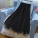 New High Waist Mesh Pleated Skirt Women's A Line Umbrella Midi Skirt Fashion Trend_ecoleips.com
