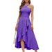 2026 New Halter Neck Ruffle Hem Women Formal Dress_ecoleips.com