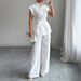 Diyun European And American Elegant Style Shirt Short Sleeve Straight Pants Suit Women's Clothing 2025 Autumn/Winter_ecoleips.com
