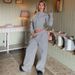 Women's Winter Fashion Solid Color Button Down Cardigan And Sweatshirt Set Casual Two-Piece Style_ecoleips.com