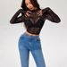 European American Cross-border 2026 Spring And Autumn New Women's Small Stand-up Collar Long-sleeve Mesh Transparent_ecoleips.com