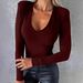 2025 Autumn New Women's Long Sleeve V-Neck Slim Fit Base Shirt_ecoleips.com