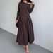 Women Elegant High Waist Long Sleeve Slim Fit Floor‑Length Maxi Dress Casual Daily Wear_ecoleips.com