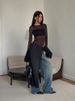 Weird Puss Sexy Irregular Hem T-Shirt Women Patchwork O-Neck Flared Sleeves Summer Midnight Sexy Hottie Fashion Split Long Tops_ecoleips.com