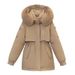 Women's Short Puffer Jacket With Faux Fur Trim, Winter Coats For Petite Women, Thickened Workwear Style Parka, Casual Outerwear _ecoleips.com