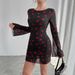 European And American Cross-border Independent Website 2026 Spring New Women's Heart-printed Bell-sleeve Backless Mesh_ecoleips.com