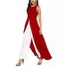 Women's Clothing Milk Silk Splicing Chiffon One Piece Slim Fit Round Neck Sleeveless Milk Silk Solid Color Jumpsuit_ecoleips.com