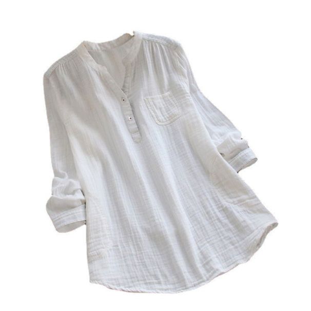 Aria Basics Aria Basics 2025 Cross-Border Bestseller Plus Size Bamboo Long Sleeve Shirt For Women, European And American Loose Fit,_ecoleips.com