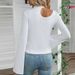 Voya Women's 2026 Spring/Summer New Item Asymmetric Hem Horn Sleeve V-neck Slimming Long Sleeve T-shirt Top_ecoleips.com