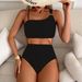 Women's Clothing Solid Color Split Tight Bikini Swimsuit_ecoleips.com