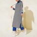 Women's Muslim Hooded Striped Long Dress Loose Casual Pants Set_ecoleips.com