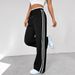 Women's Clothing Japanese High-Waisted Wide Leg Pants – Flowy Elastic Waist Lounge Pants For Petite Women (Black/Grey/Red/Navy)_ecoleips.com