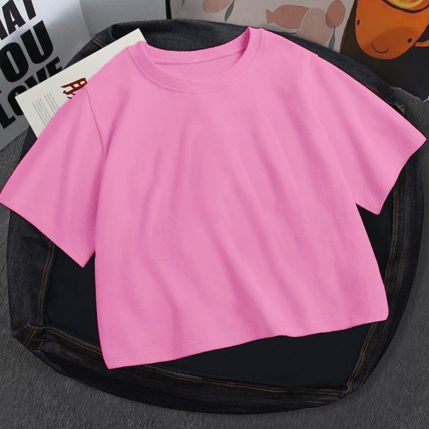 NVTX05 Women's Summer Solid Color Short Style Top Cross Border Foreign Trade Factory Direct Sales Trendy Casual Women's Clothing_ecoleips.com