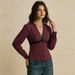 Elegant Women's Floral Lace Long Sleeve Blouse Slim Fit Striped Print V-Neck Office Casual Shirt Top_ecoleips.com