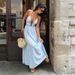 Women's Halter Neck Long Dress Style Summer Temperament Striped V Neck Backless_ecoleips.com