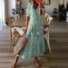 Casual Sweet Loose V-neck Print Beard Medium Sleeve Long Dress Women_ecoleips.com
