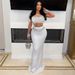 Women's Clothing New Solid Color Navel Baring Hot Diamond Off Shoulder Tube Top Vest Half Length Skirt Suit_ecoleips.com