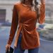 Voya Women's 2026 Autumn And Winter Long Sleeved T-shirt With Irregular Slit Temperament, Sexy Velvet Top For Commuting_ecoleips.com