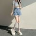 Women's High-Waisted Wide Leg Denim Shorts Casual Thin Style Slimming A-Line Hot Pants Frayed Hem Trendy Petite Versatile_ecoleips.com