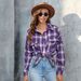 Women's Plaid Button Down Shirt Long Sleeved All Colors And Sizes Available New Spring_ecoleips.com