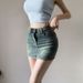 Trendy Girl Exclusive Washed Denim For Women Spring Gray High-Waisted Pants Stretch Tight Bodycon Short Skirt_ecoleips.com