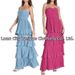 Women's Strapless Long Dress Ruffled Sleeveless Backless Fashionable Solid Color Party Wear_ecoleips.com