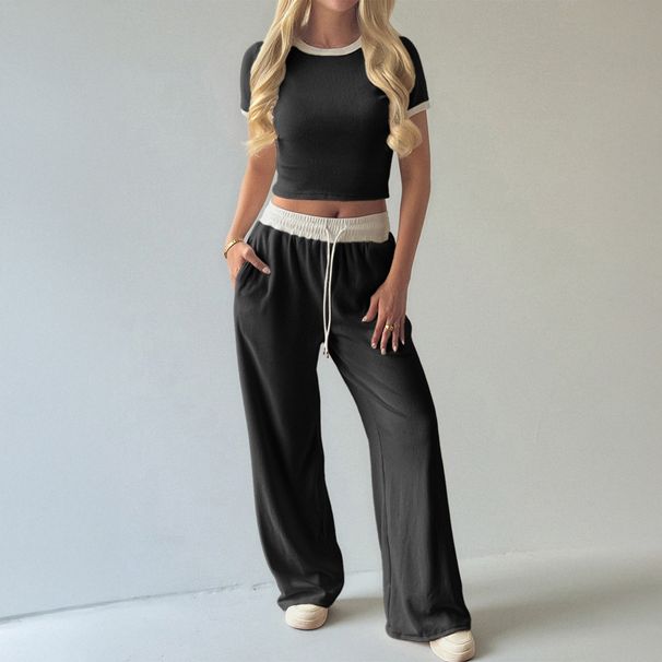 Cross-border European American Y2K Sports Short-sleeve T-shirt, Vest, Casual Pants Set, Women's Clothing, 2025 Autumn_ecoleips.com