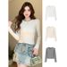 High-End Casual Women's T-Shirt Women's Slim-Fit Bottoming Shirt Pinch Waist Shoulder Long Sleeve Inner Jacket Wholesale_ecoleips.com