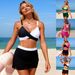 Women's Clothing Two-Piece Swimsuit Sports Bikini Swimwear With Mesh Skirt Regular Fit Polyester Sexy Vacation Style_ecoleips.com