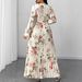 Elegant Plus Size Floral Print V-Neck Ruffle Dress – Romantic Long Sleeve A-Line Maxi Dress For Women_ecoleips.com