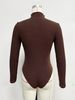 Women's Ribbed Hollow Out Slim Fit Bodysuit European American Style Semi High Neck Long Sleeved Top Comfortable Inner Layer For Autumn Winter_ecoleips.com